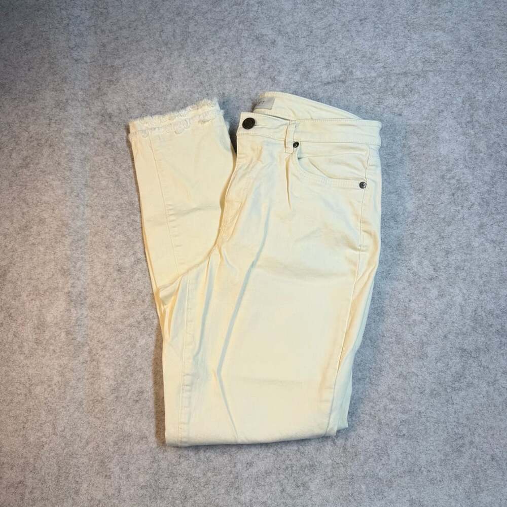 LOFT Skinny Jeans Size 8 Yellow Cropped Frayed Hem